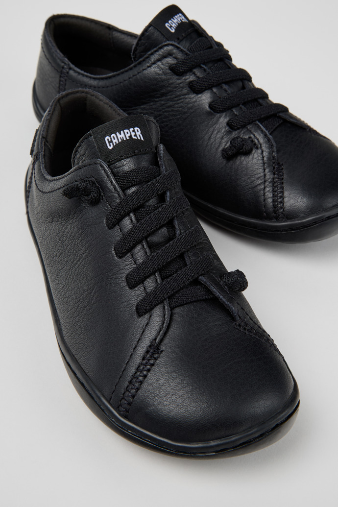 Peu Black Leather Shoes for Kids.