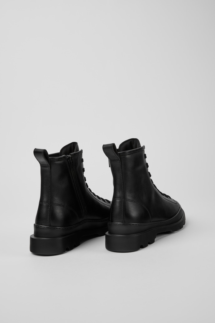 Brutus Black Leather Mid Boots for Women.