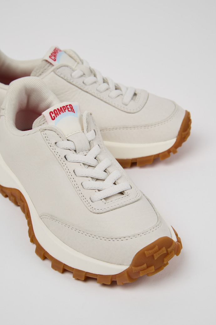 Drift Trail White Leather Sneakers for Kids.