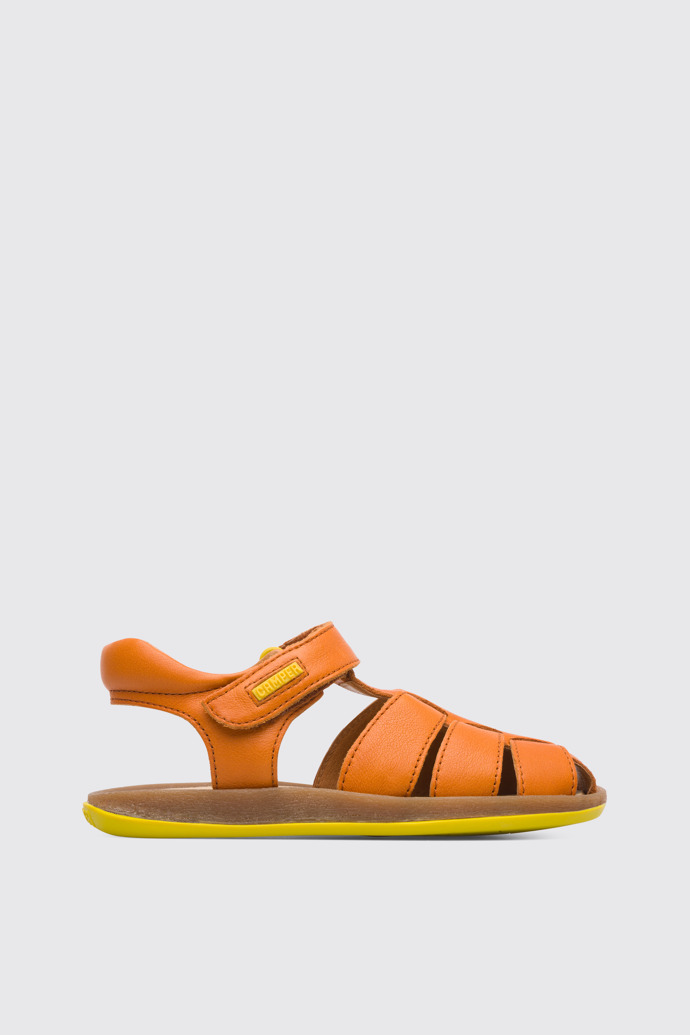 Bicho Closed dark orange T-strap sandal for kids