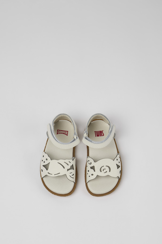 Twins White Leather 2-Strap Sandal