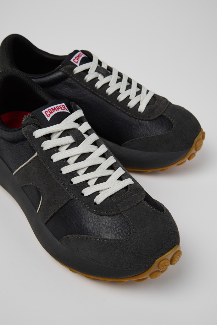 Pelotas Athens Black and Gray Leather and Nubuck Sneakers for Women.