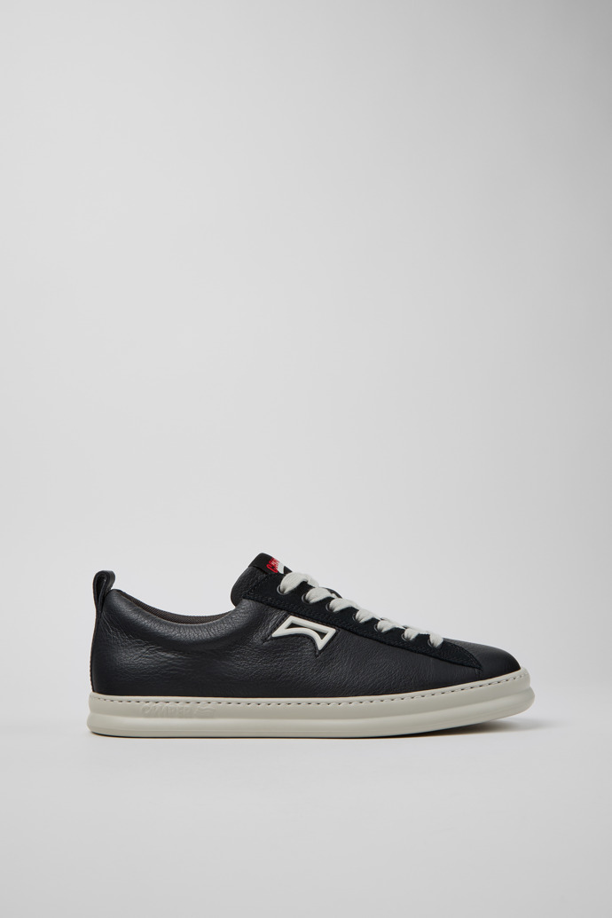 Runner Black Leather and Nubuck Sneakers for Men.