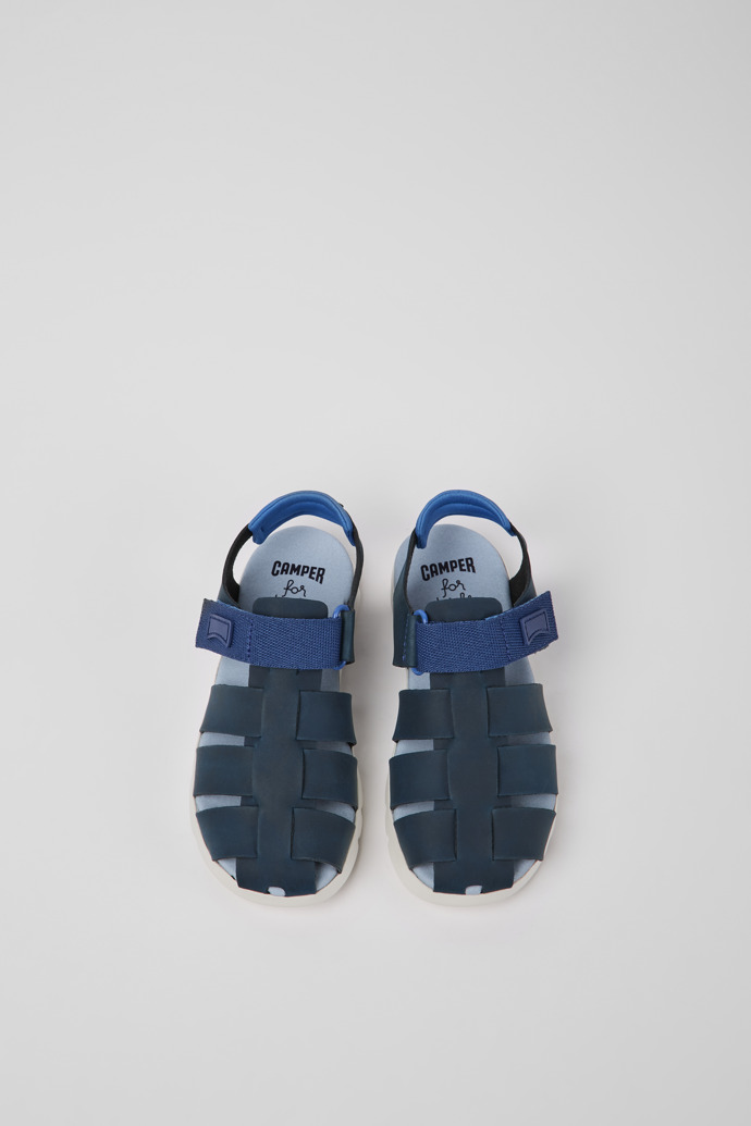 Oruga Blue leather sandals for kids