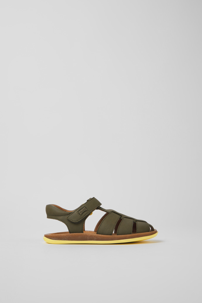 Bicho Green leather sandals for kids