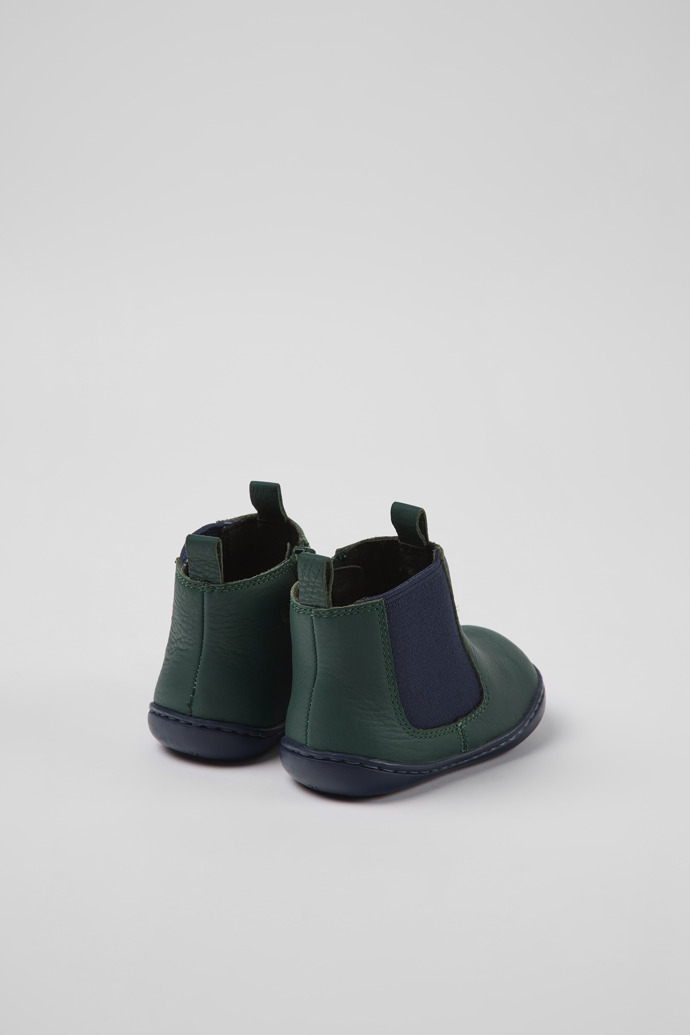 Peu Green and blue leather boots for kids