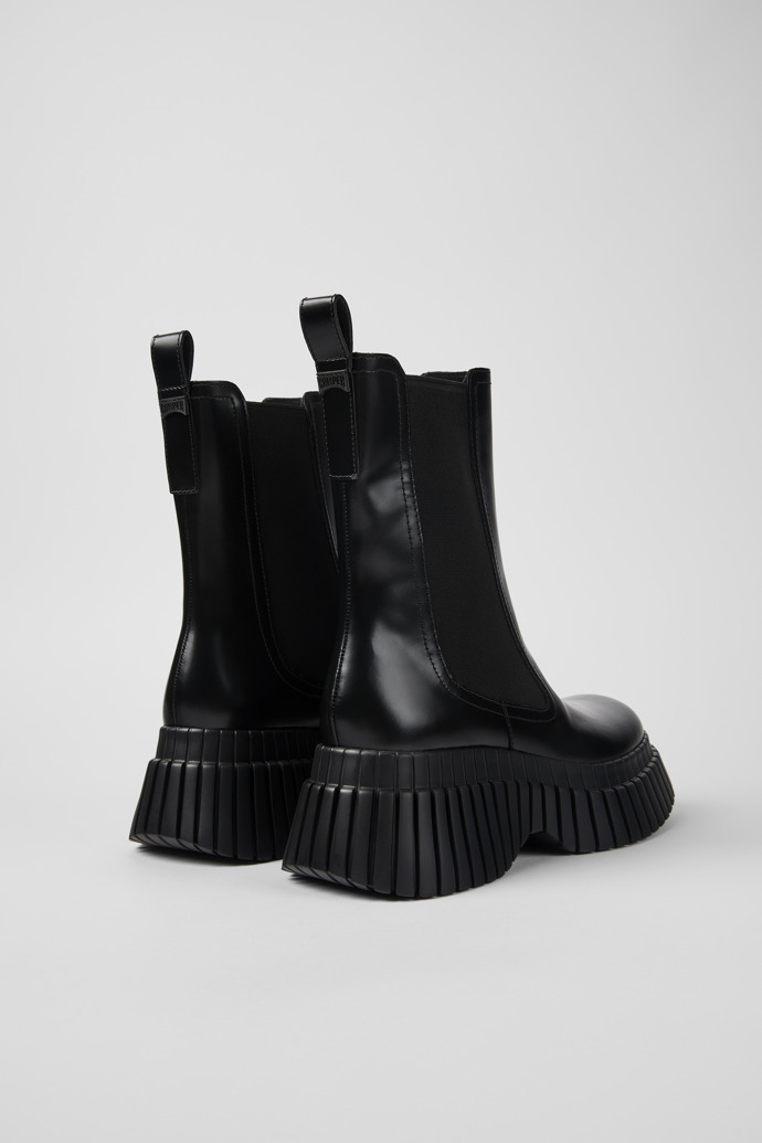 BCN Black leather chelsea boots for women
