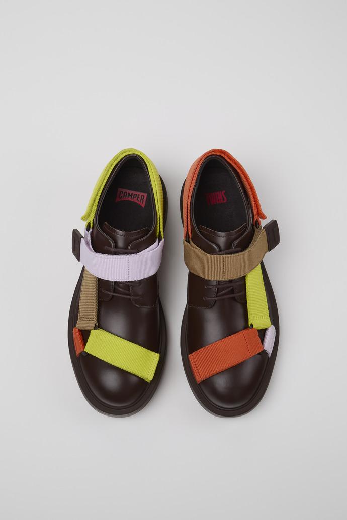 Twins Brown leather and textile shoes for men