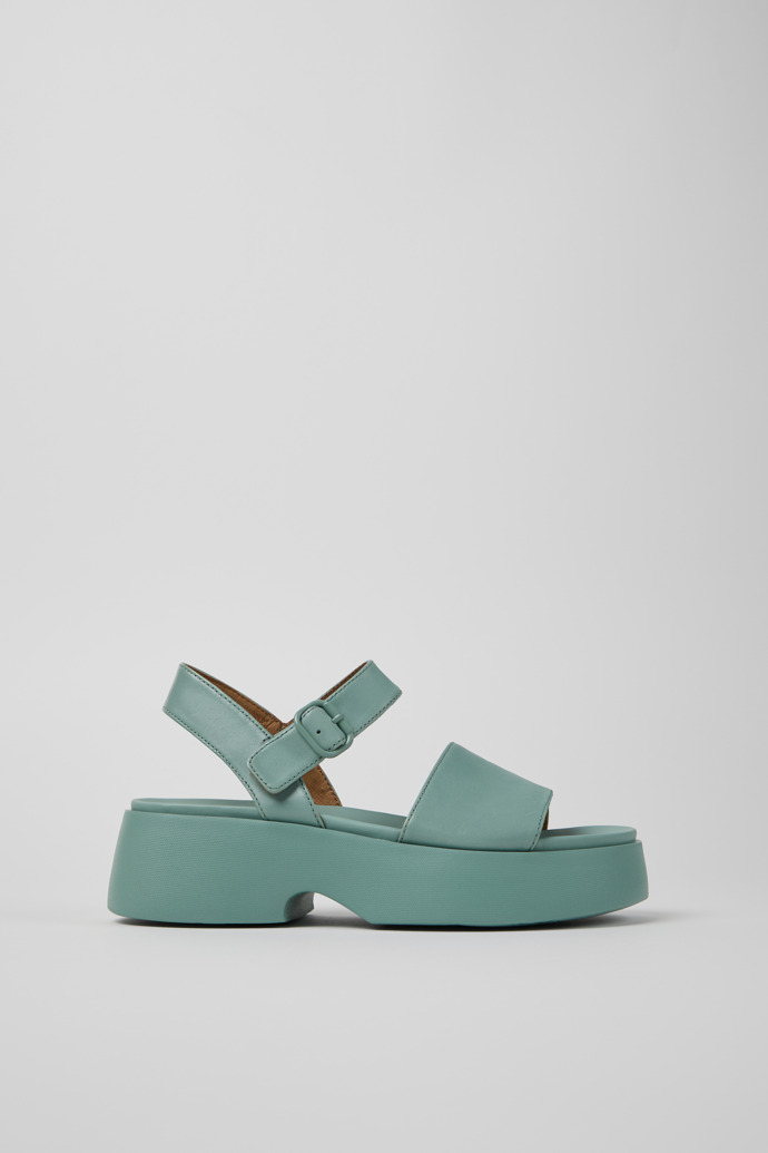 Tasha Green Leather Sandals for Women.