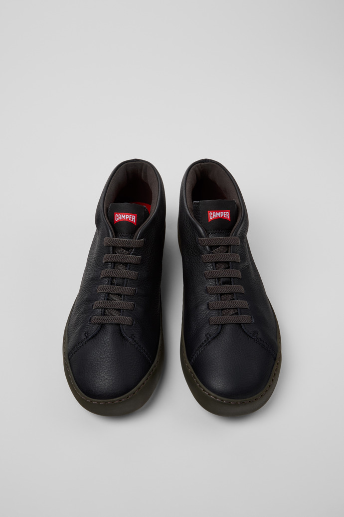 Peu Touring Black Leather Sneaker Boots for Men.