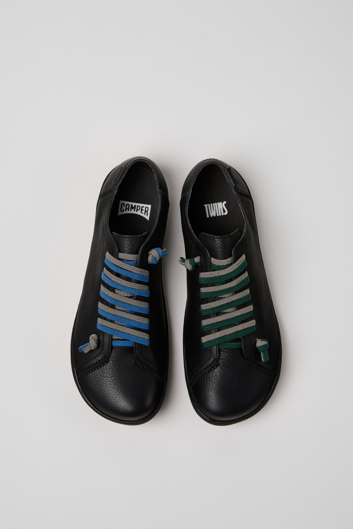 Twins Black Leather and Recycled PET Shoes for Women.