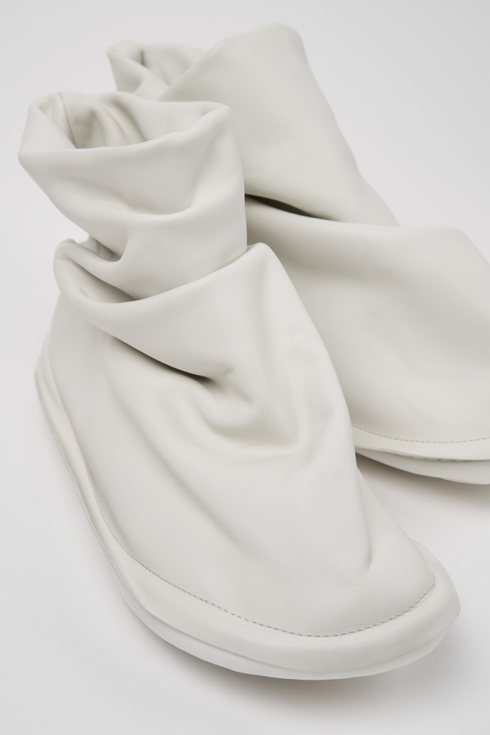 Camper x ISSEY MIYAKE - Peu Form White Leather Ankle Boots for Men.