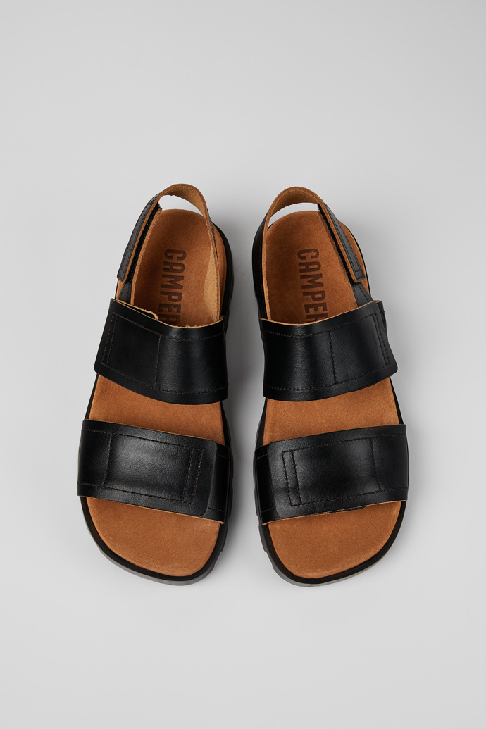 Brutus Sandal Black Leather 2-Strap Sandal for Men