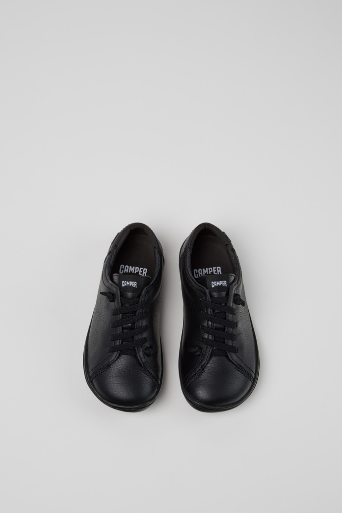 Peu Black Leather Shoes for Kids.