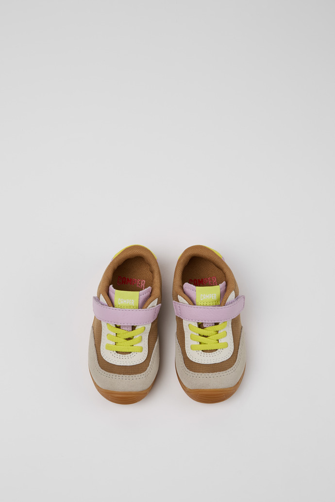 Dadda Brown textile and leather sneakers for kids
