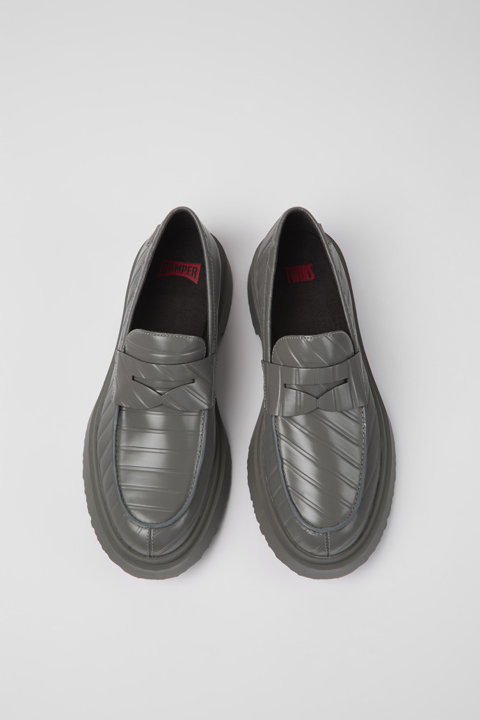 Twins Gray leather loafers for men