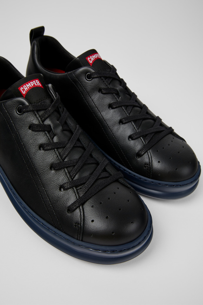 Runner Black Leather Sneakers for Men.