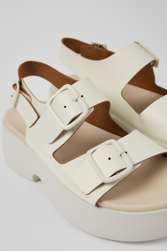 Tasha White Leather Sandals for Women.