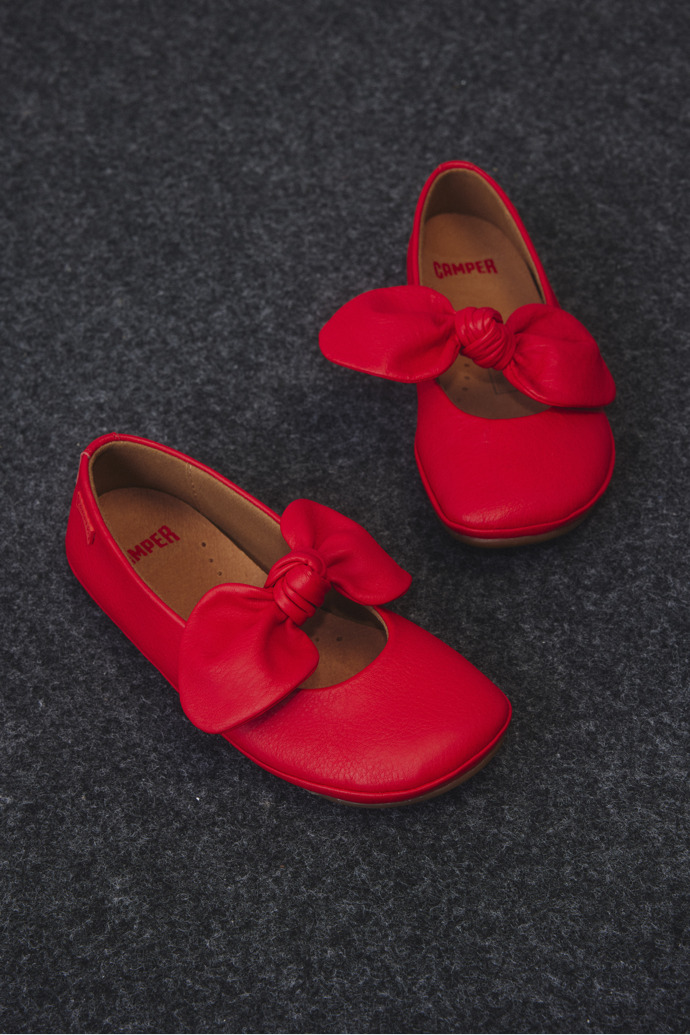 Right Red Leather Ballerina for Kids.