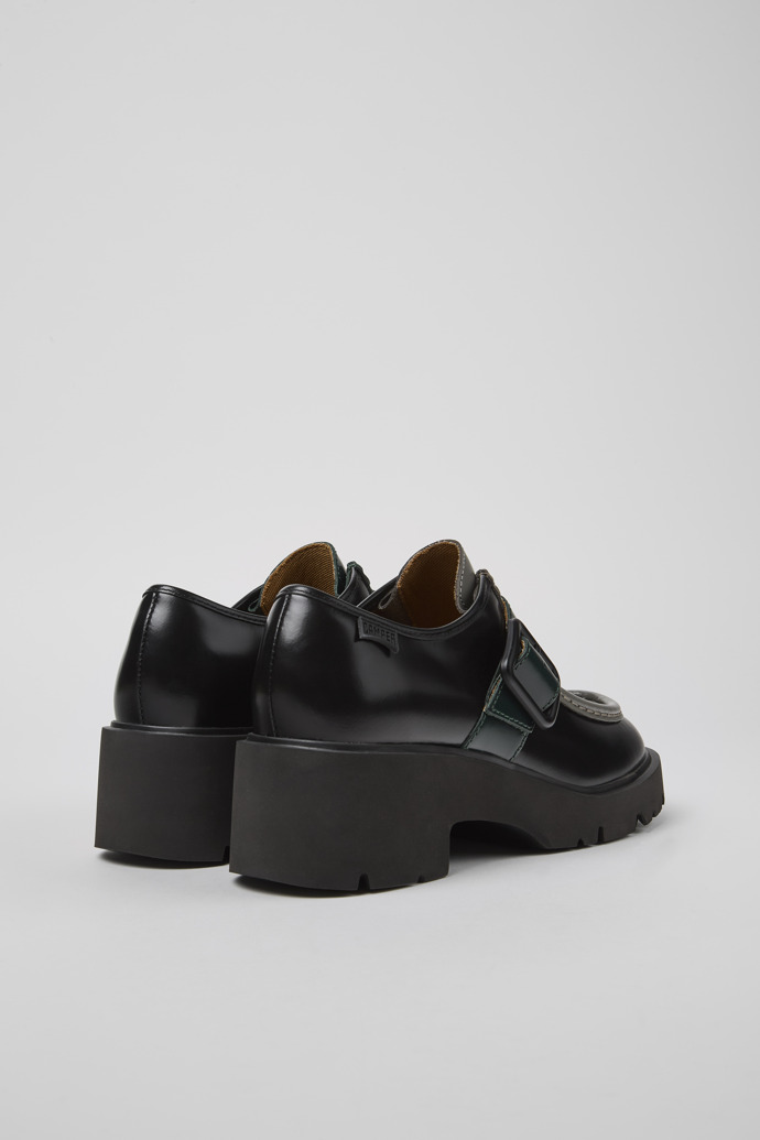Twins Black and gray leather loafers for women