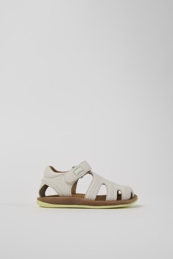 Bicho White Leather Kids' Closed Sandal.