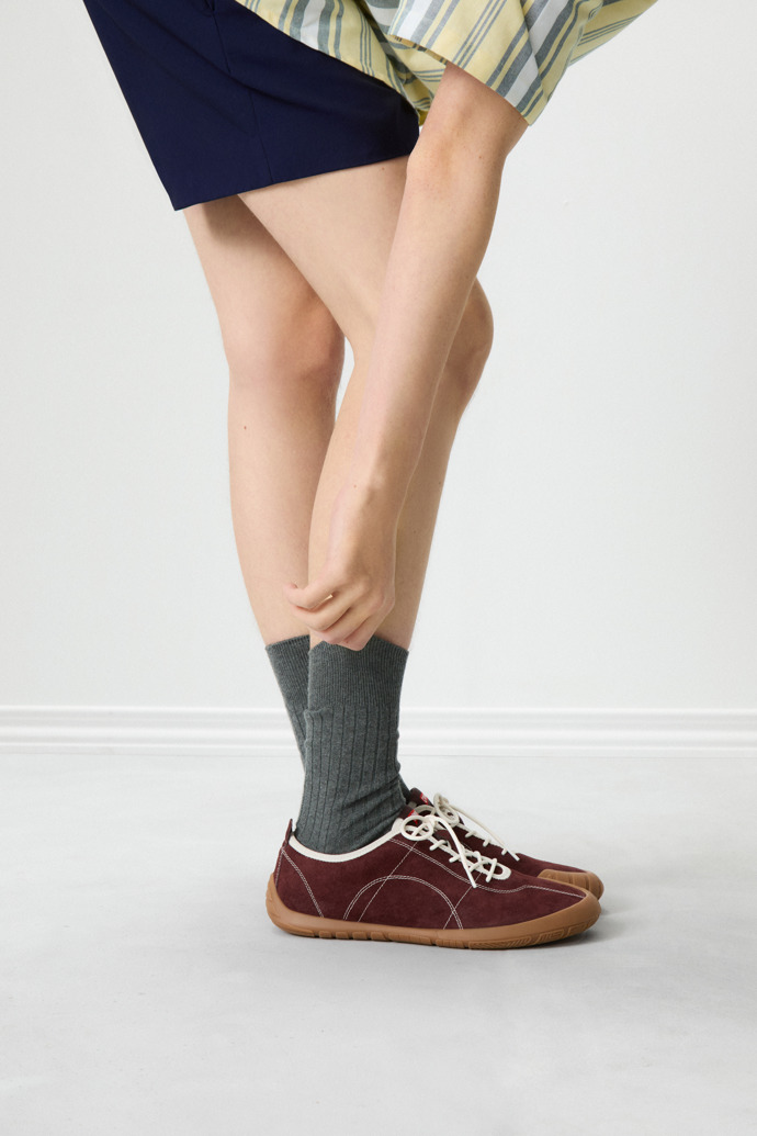 Peu Path Burgundy Nubuck Sneakers for Men.