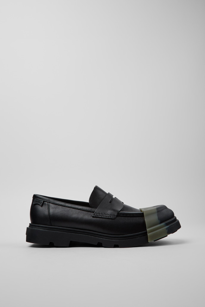 Junction Black Leather Moccasin Shoes for Men.