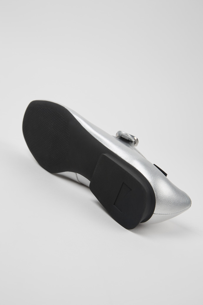 Casi Myra Silver Leather Shoes for Women.
