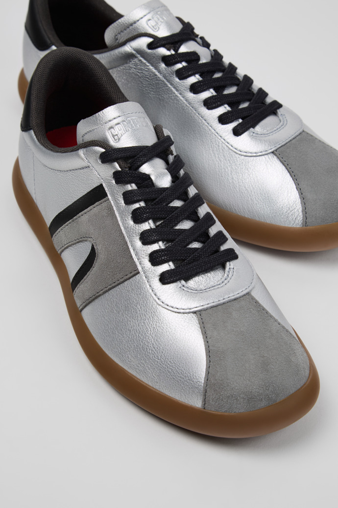Pelotas Soller Silver-black Leather and Nubuck Sneakers for Men.