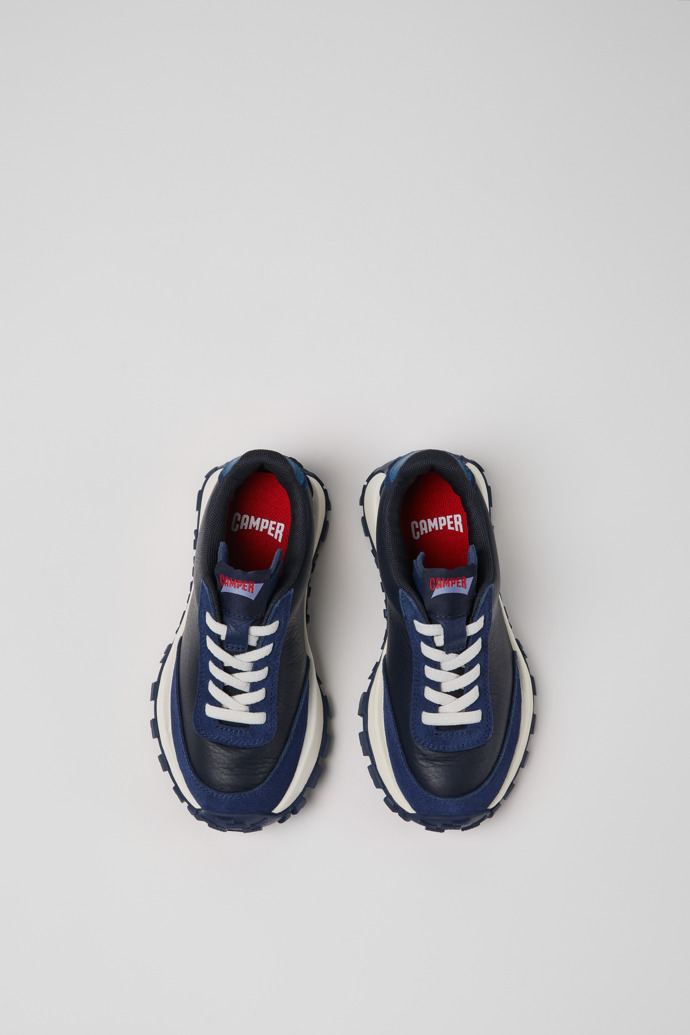 Drift Trail Blue Leather and Nubuck Sneakers for Kids.