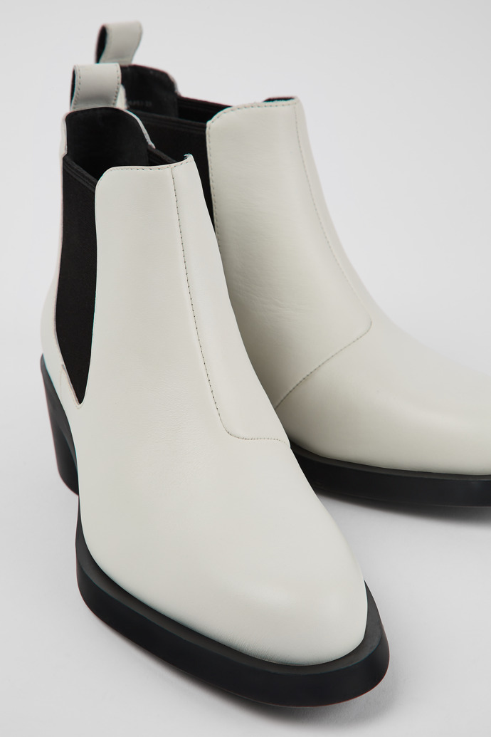 Bonnie White Leather Chelsea Bootie for Women