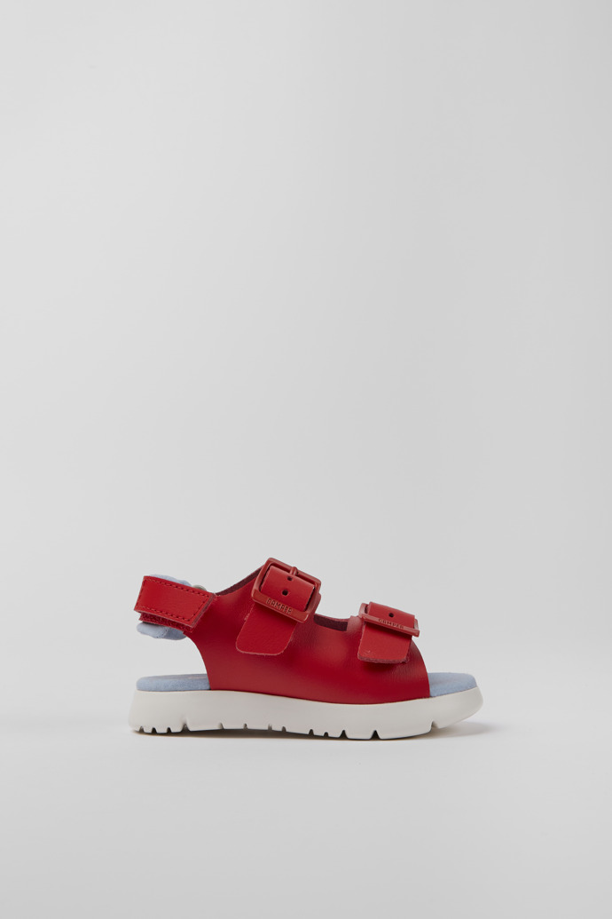 Oruga Red leather sandals for kids