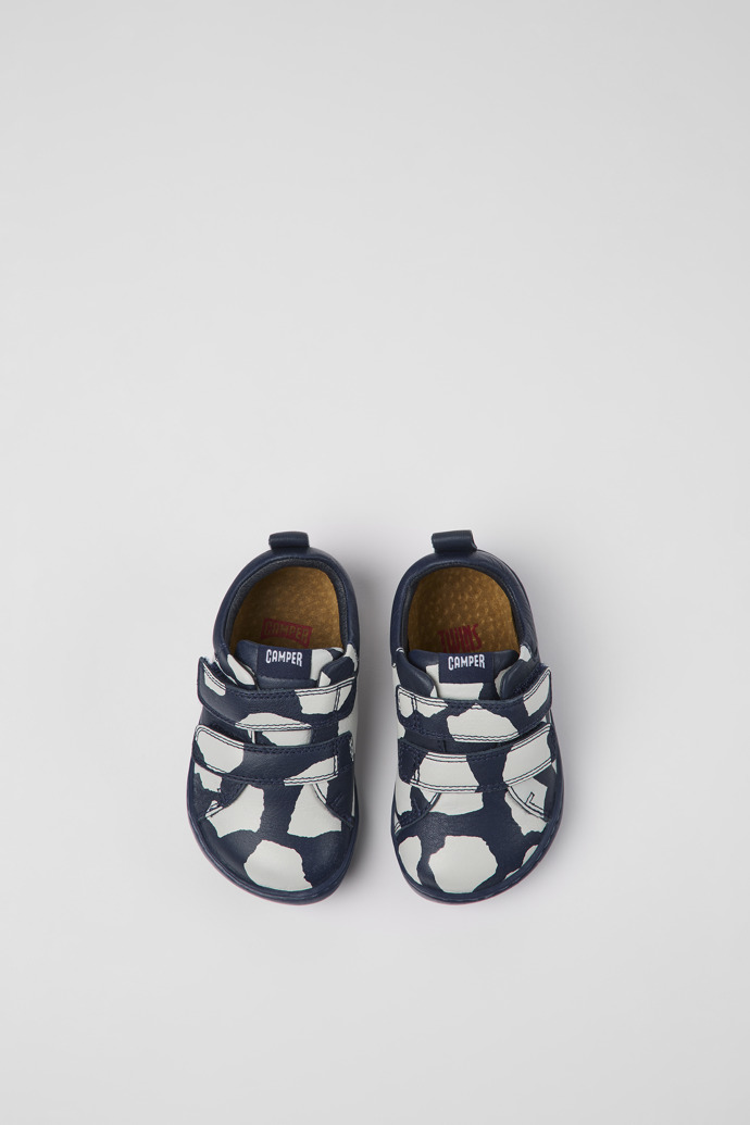 Twins Blue and white leather shoes for kids