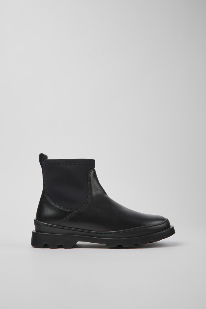 Brutus Black leather and textile ankle boots for women