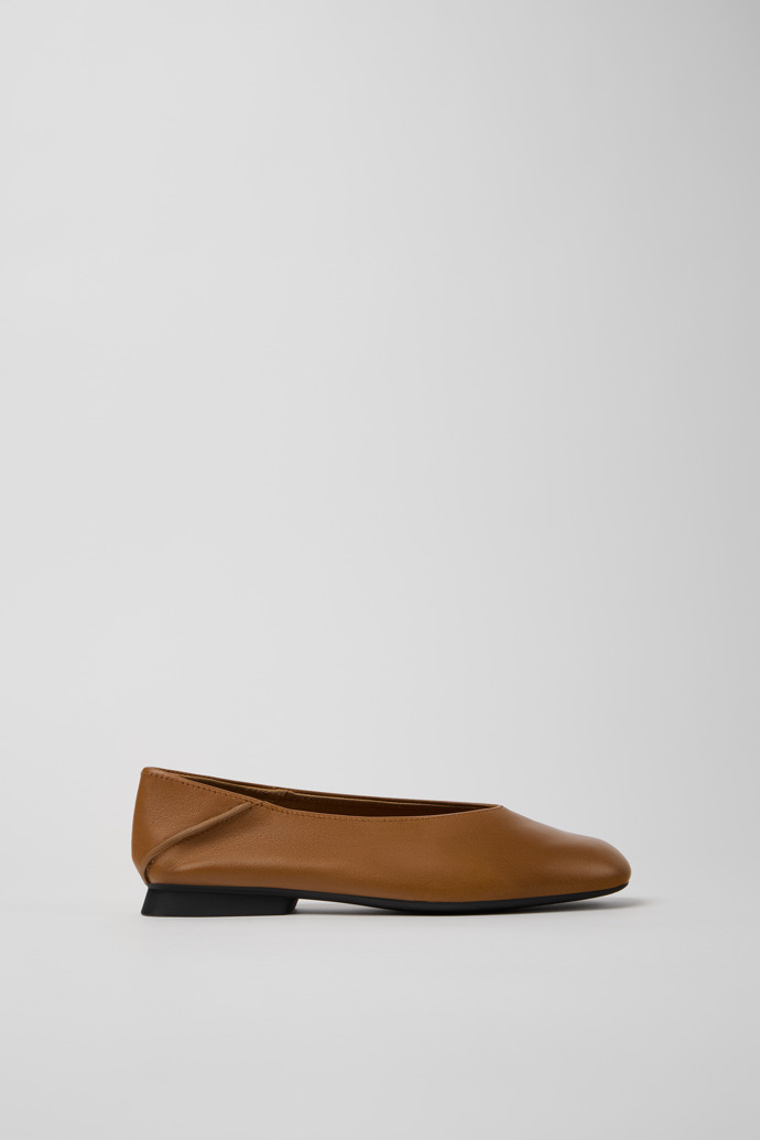 Casi Myra Brown Leather Ballerina Shoes for Women.