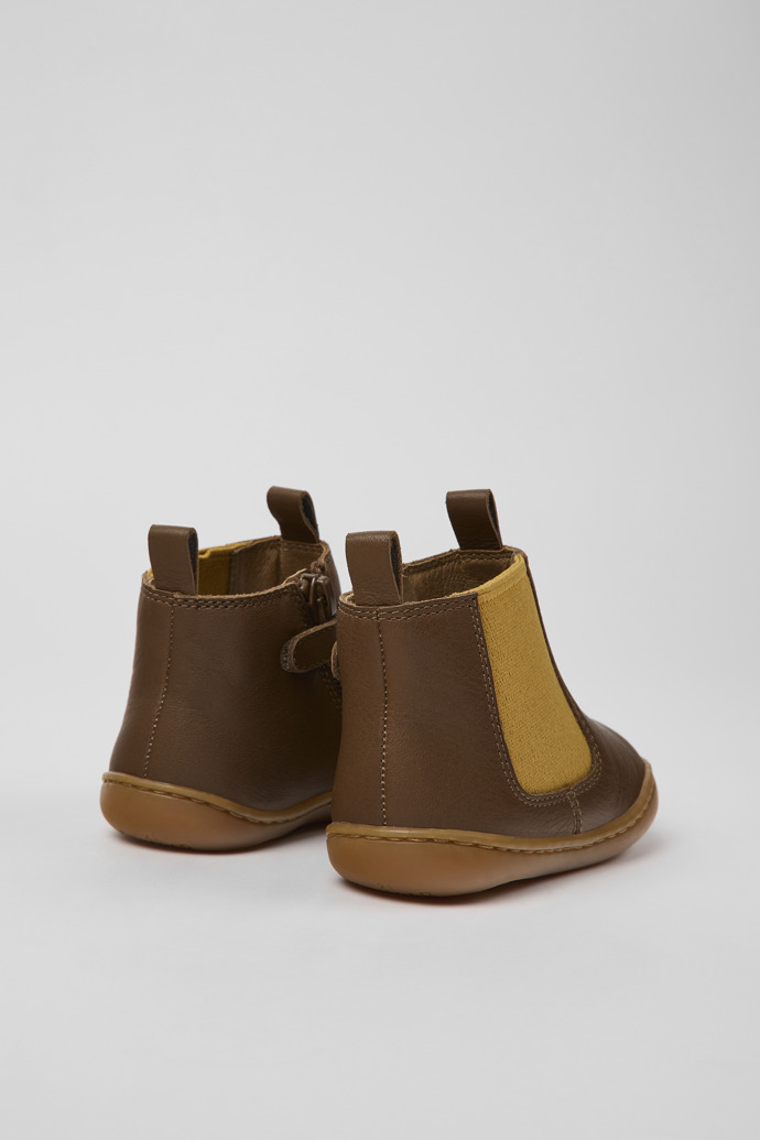 Peu Brown leather boots for kids