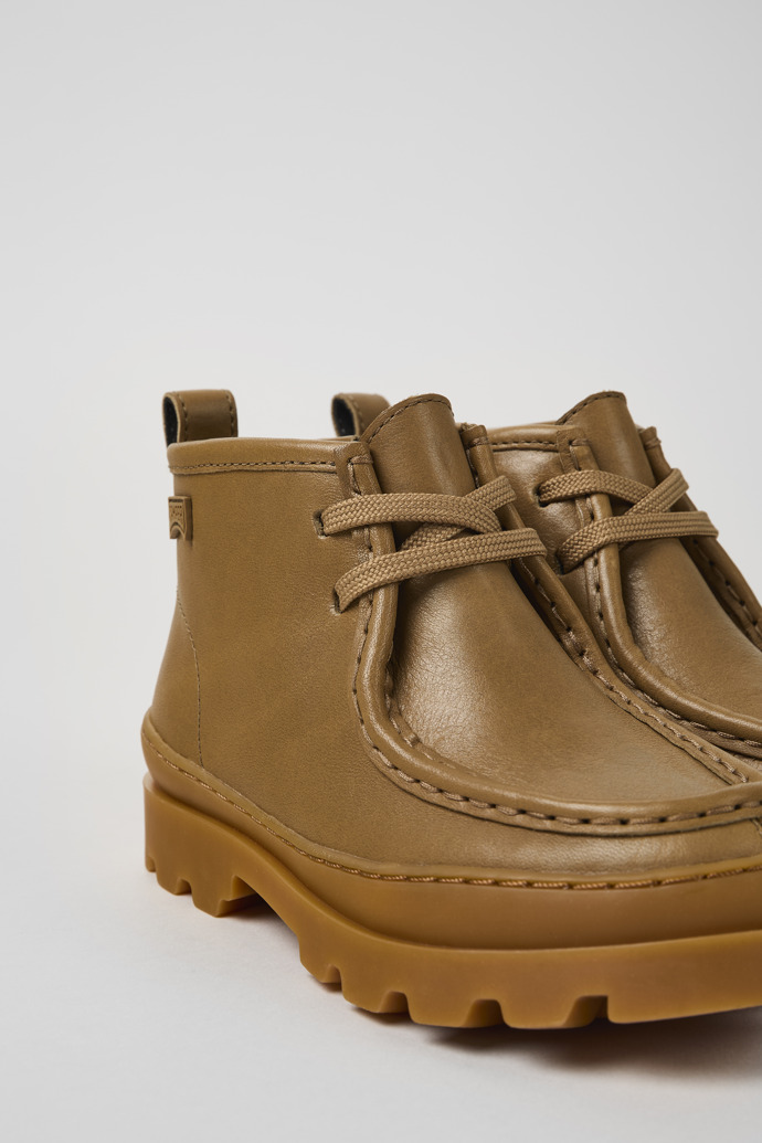 Brutus Brown leather ankle boots for kids