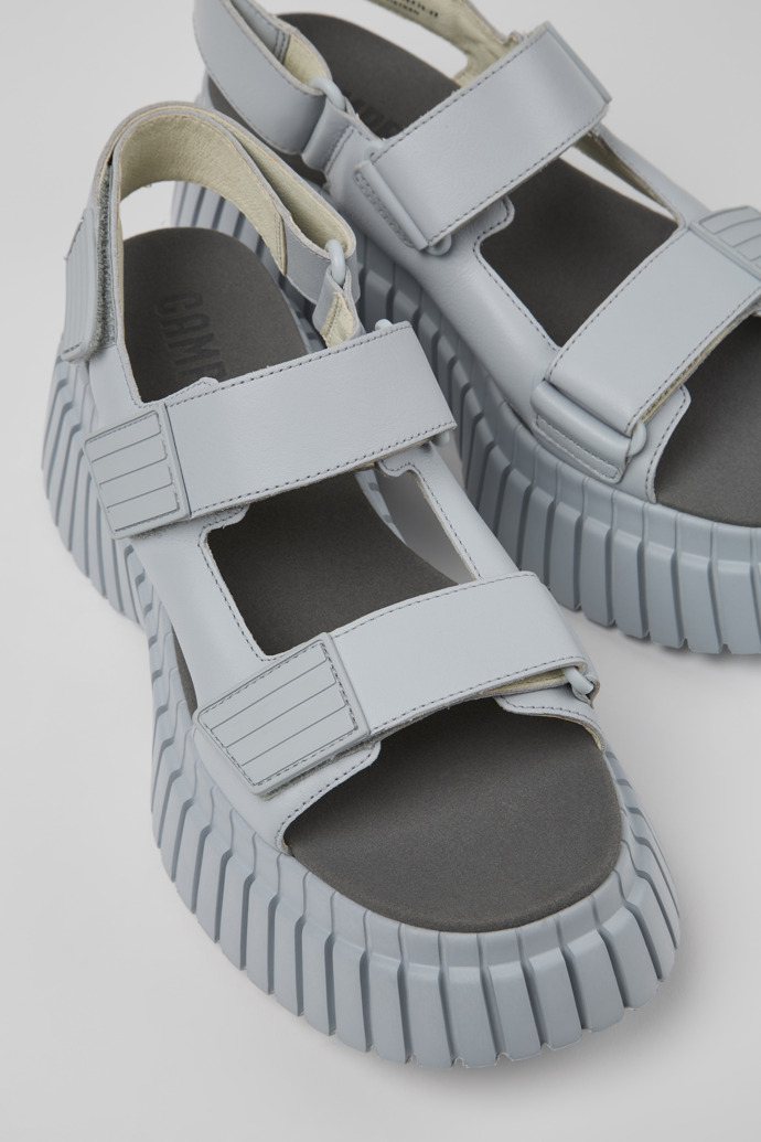 BCN Gray Leather 2-Strap Sandal for Women
