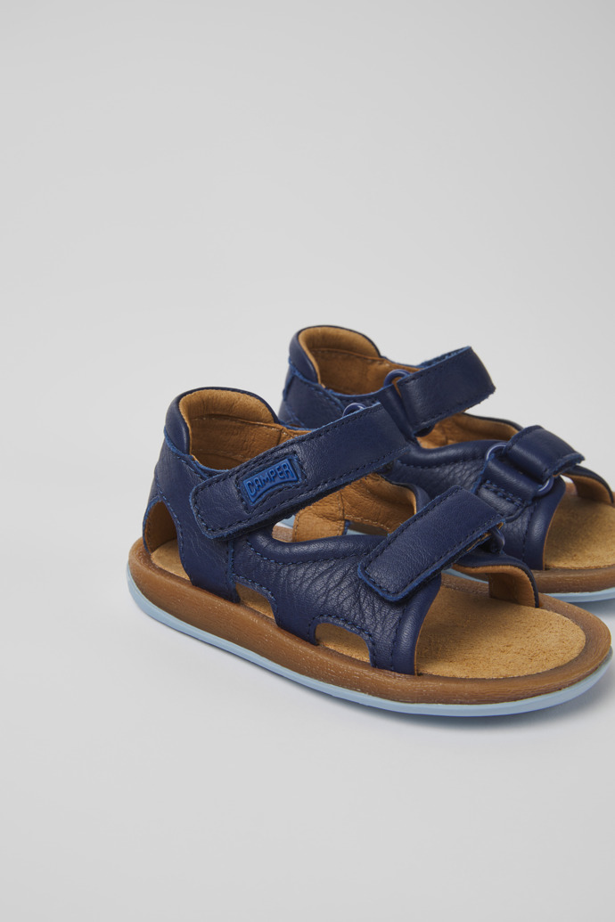 Bicho Navy blue leather sandals for kids