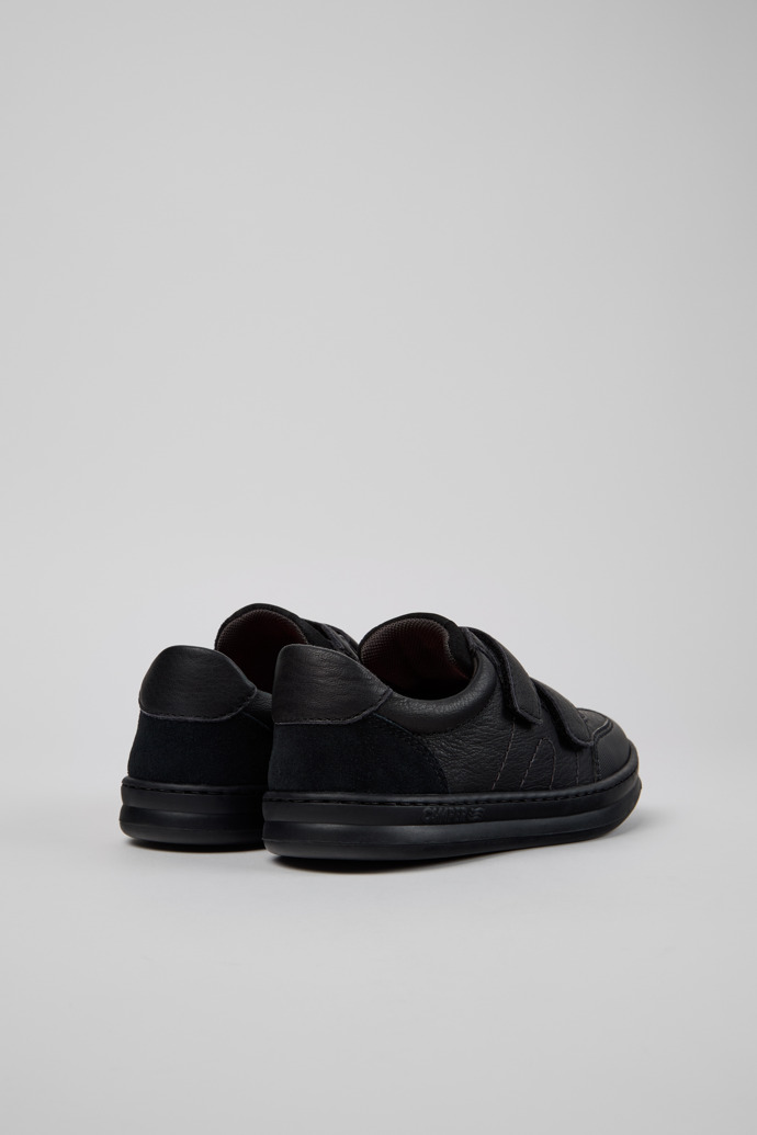 Runner Black Leather and Nubuck Sneakers for Kids.
