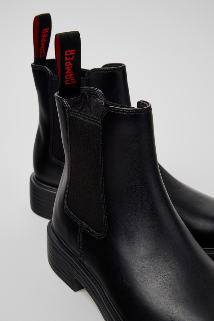 Dean Black Leather Ankle Boots for Women.