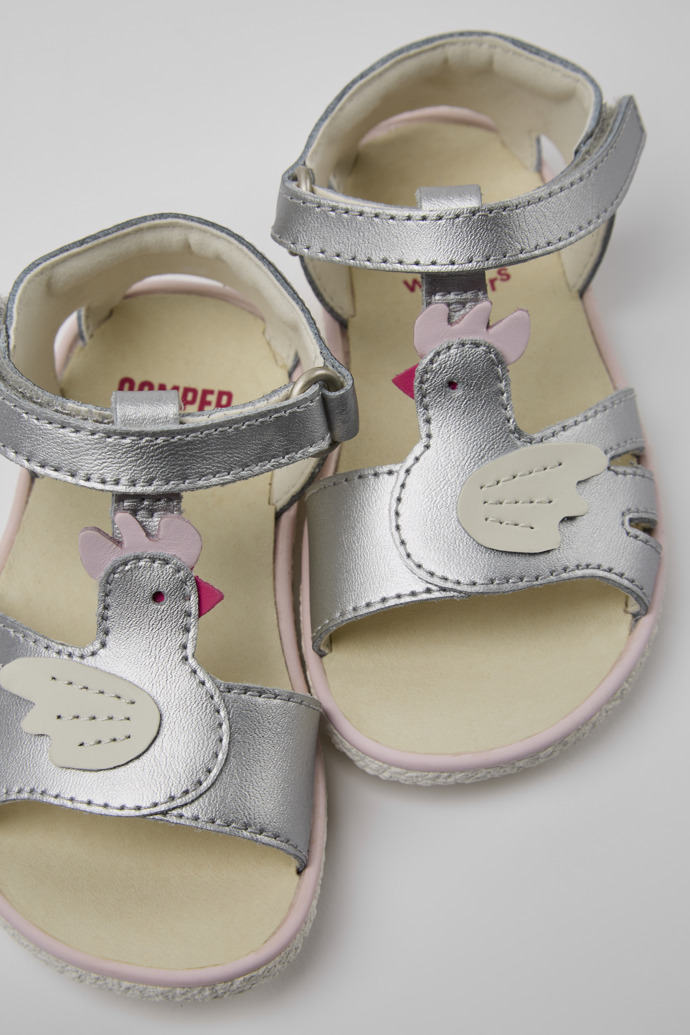 Miko Silver leather sandals for girls