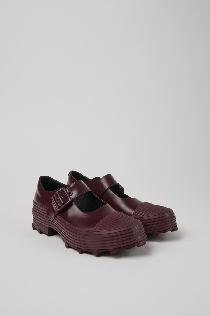 Traktori Burgundy Leather Mary Jane Clogs