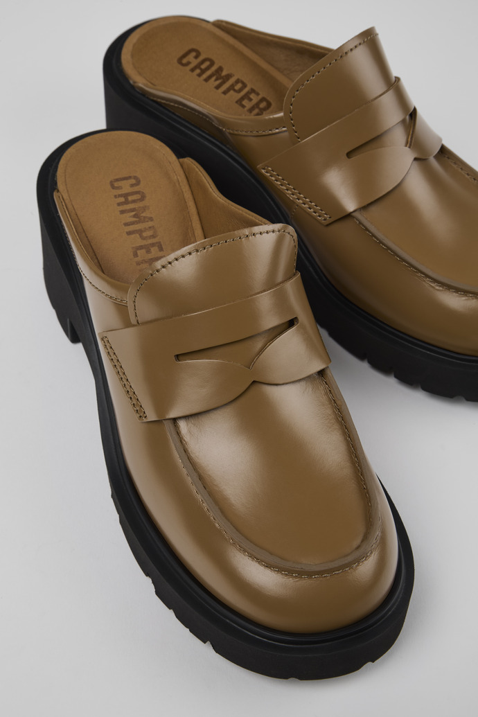 Milah Brown Leather Clog for Women