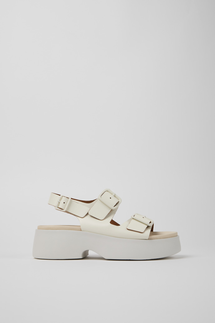 Tasha White Leather Sandals for Women.