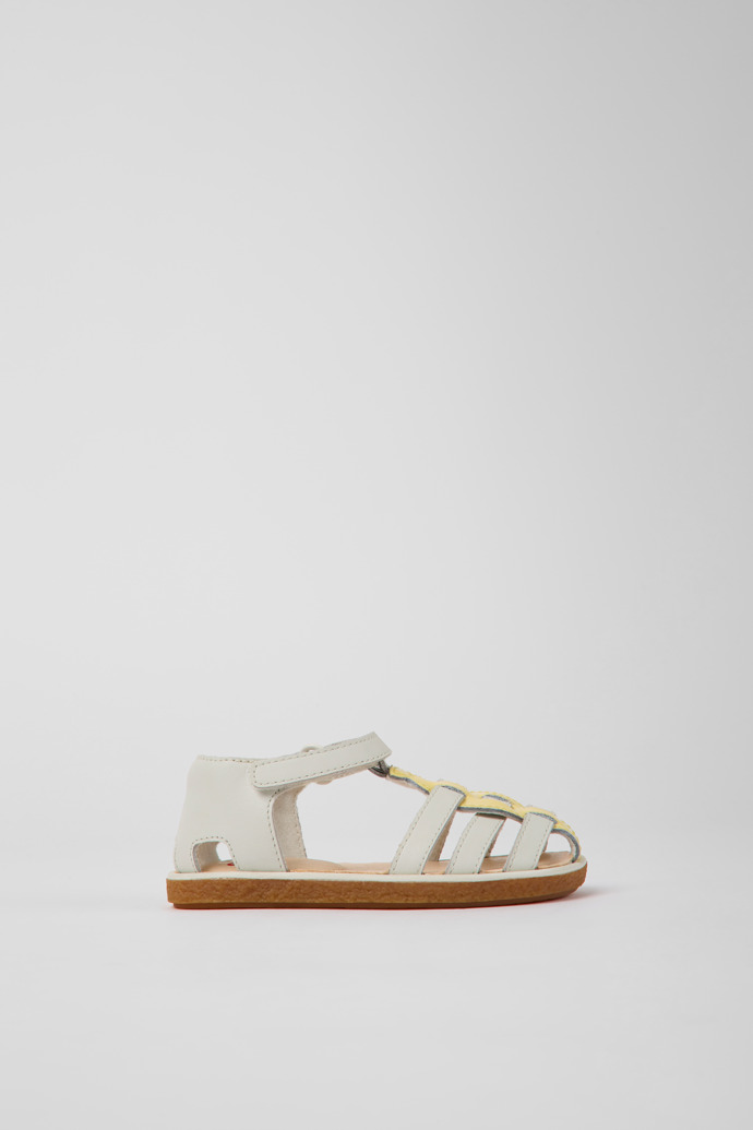 Miko White and yellow leather sandals for kids