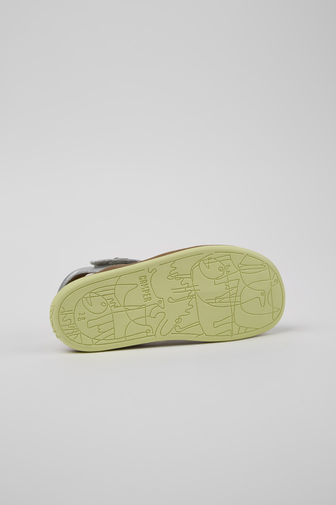 Bicho Silver Leather Closed Sandals for Kids.