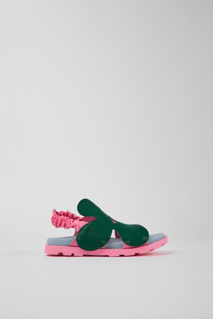 Brutus Sandal Green and pink leather sandals for kids