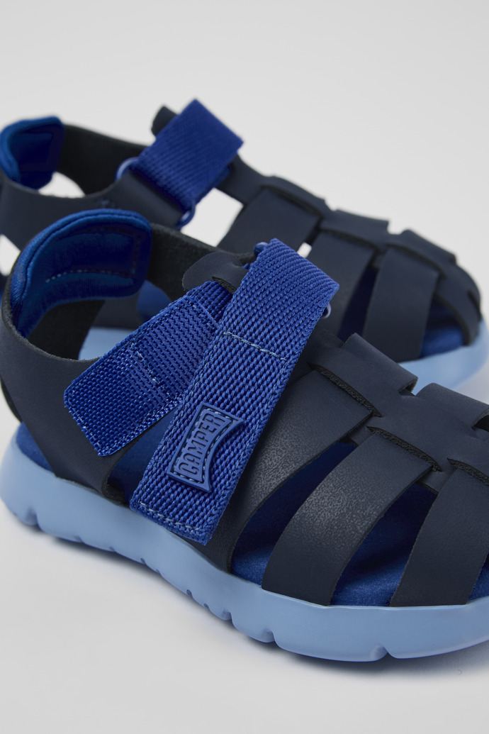 Oruga Blue Leather/Textile Sandal