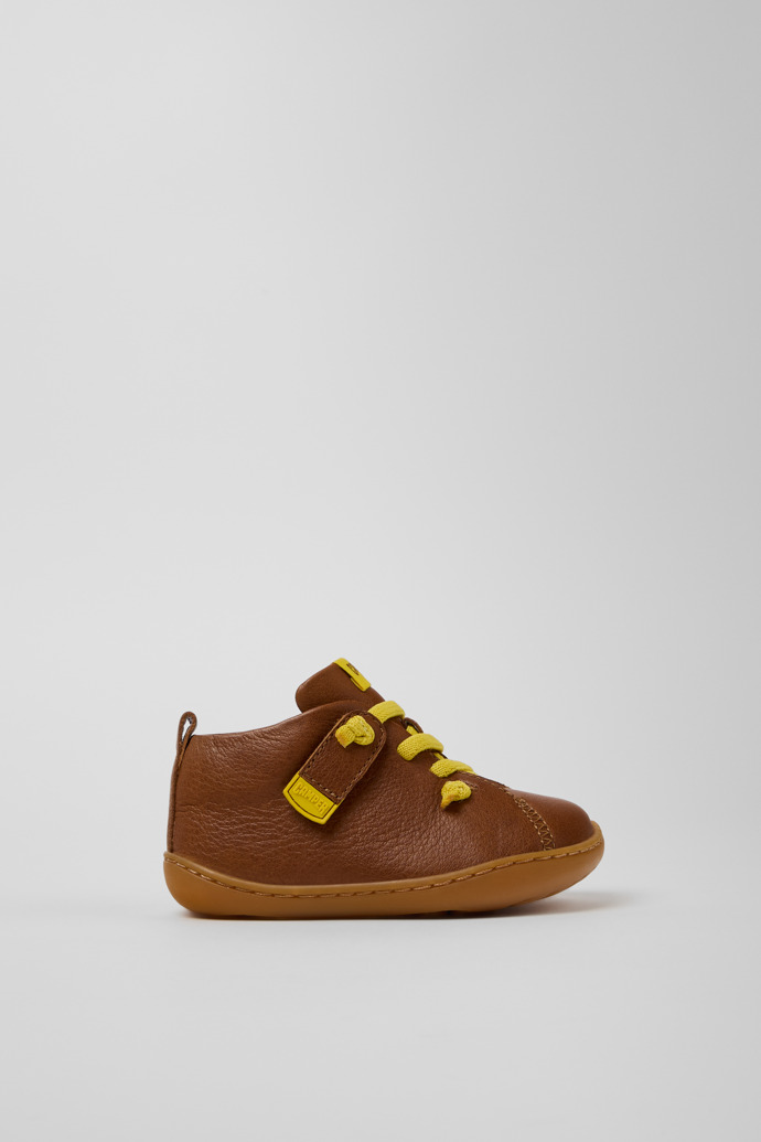 Peu Brown Leather Ankle Boots for Kids.